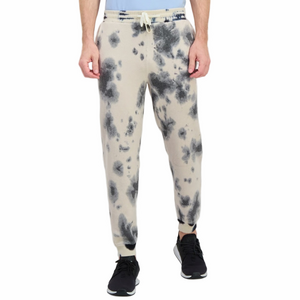 Feat Men's Blue and Cream Tie-Dye Jogger Pants Size S Fleece Cabincore